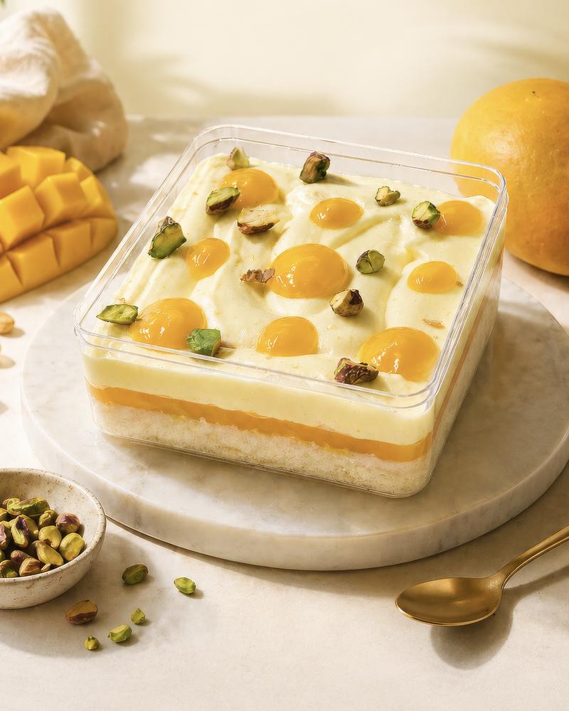 Mango pistachio dessert